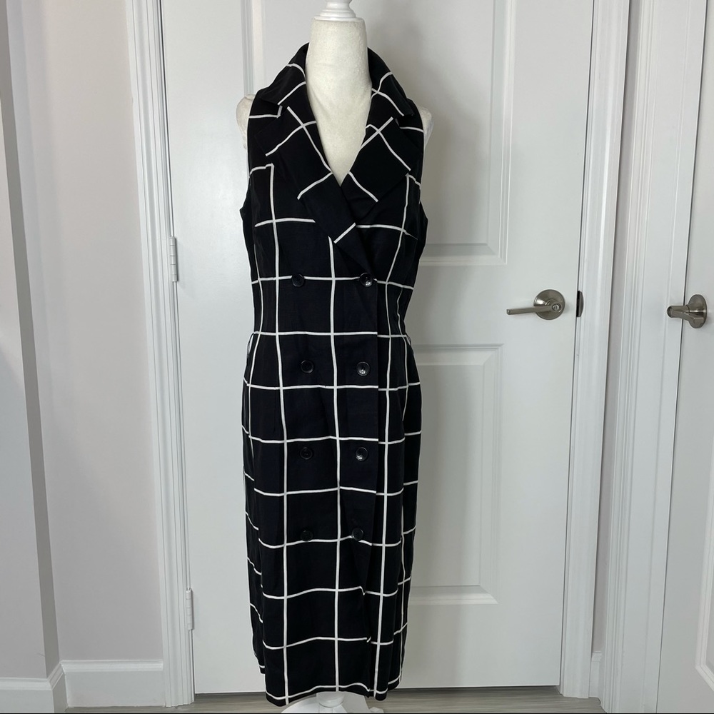 Talbots Linen Windowpane Linen Sleeveless Dress
